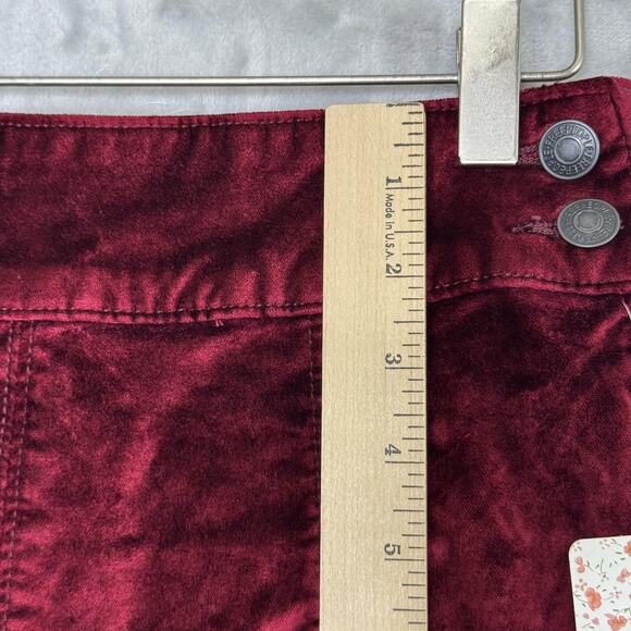 Free People Skirt Womens 26 Red Velvet High Waist Mini OB824567 New - Picture 10 of 11